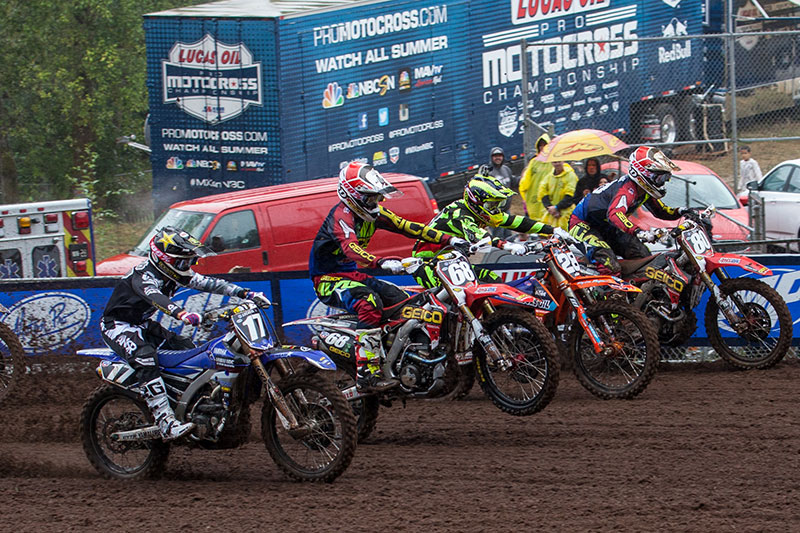 Christian Craig (68) pulled the holeshot in the first moto, but a fall knocked him out of the lead a few laps later. (Photo: George Crosland)
