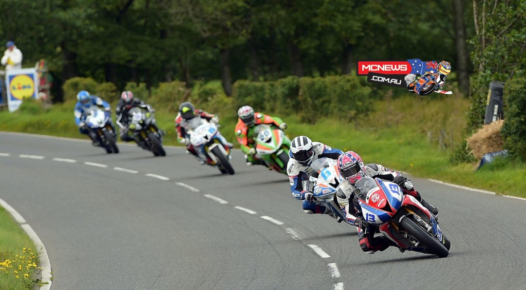 Lee Johnston leading the Supersport Race at the 2015 Ulster Grand Prix