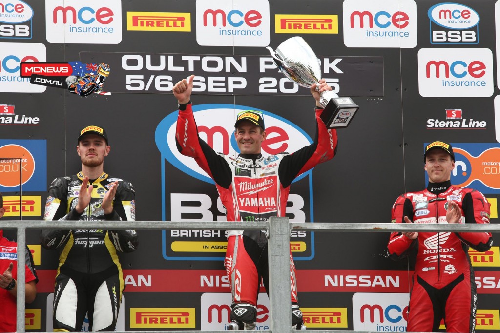 BSB 2015 Oulton Park Superbike Race Two Podium