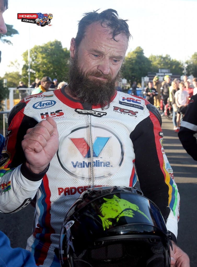A slightly despondent Bruce Anstey after fighting back to second place in the Motorsport Merchandise F1 Classic race