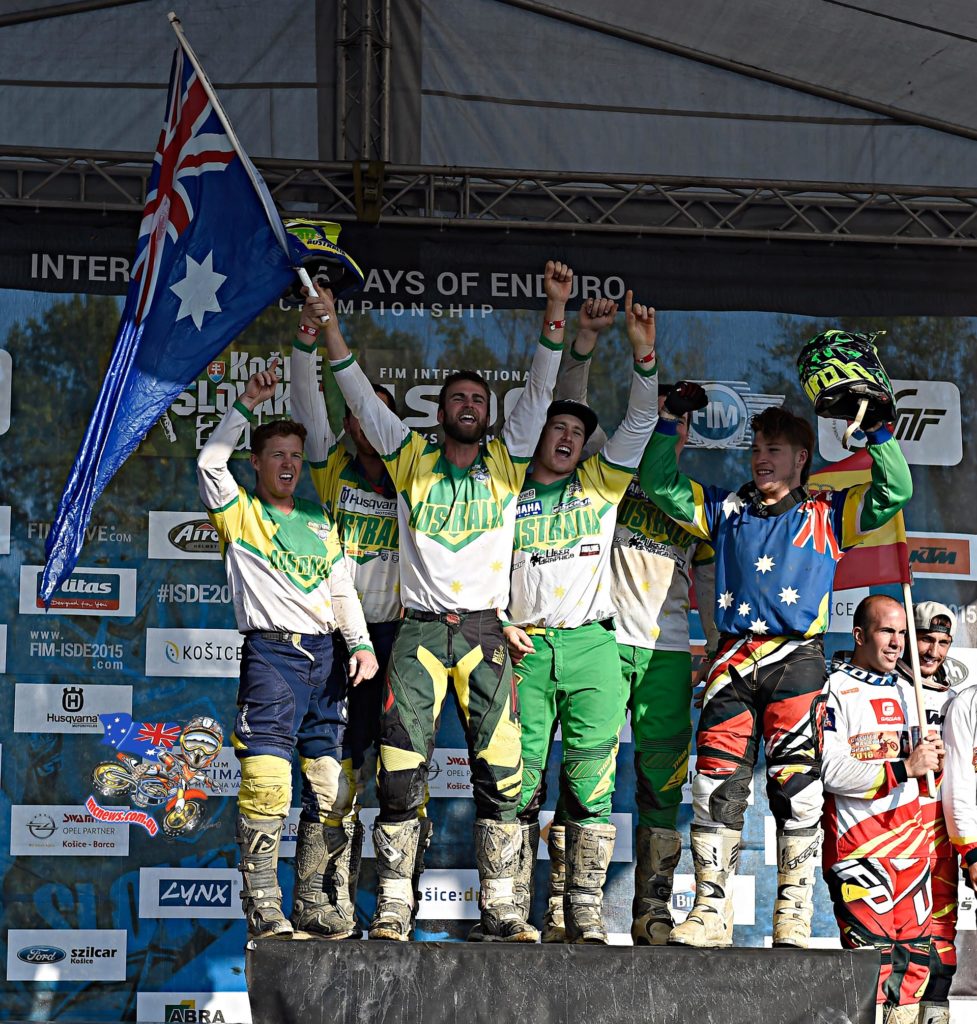 Australia climbed to the top step of the podium and chanting Aussie-Aussie-Aussie, as Spain looked on and France were yet to mount the podium to claim the top spot on the rostrum.
