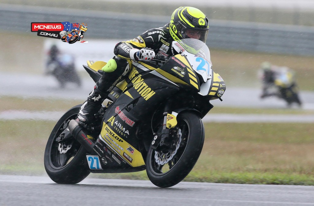 Joe Roberts took his first-career MotoAmerica Supersport victory on Saturday at New Jersey Motorsports Park in a driving rainstorm. Photography by Brian J. Nelson.