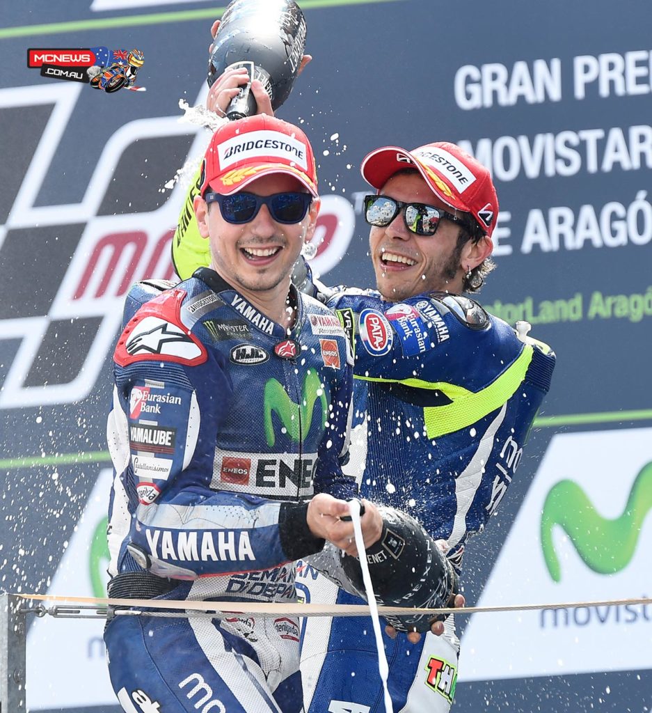 Jorge Lorenzo and Valentino Rossi - Aragon 2015