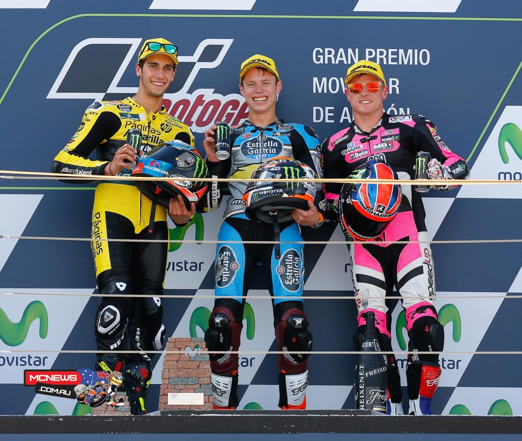 Tito Rabat takes only his second win of the season after a race long battle with local hero Alex Rins at the Gran Premio Movistar de Aragón.