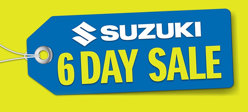 Suzuki's 6 Day Sale kicks off Monday 14th September, offering fantastic deals on every model in the Suzuki's Motorcycle and ATV lineup.