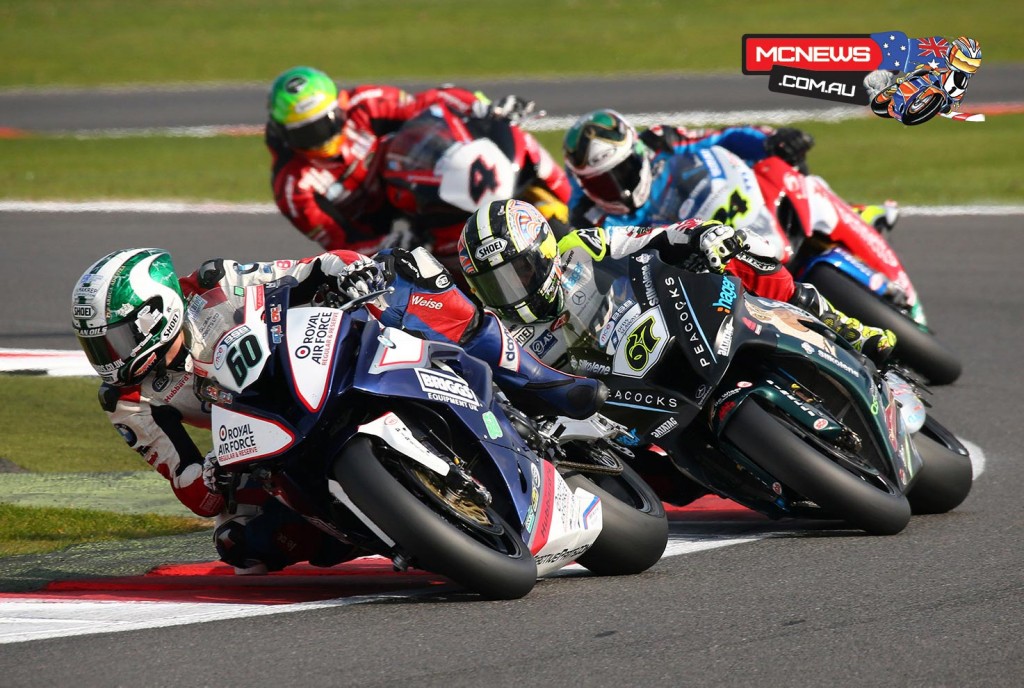 Peter Hickman leads Shane Byrne at Silverstone