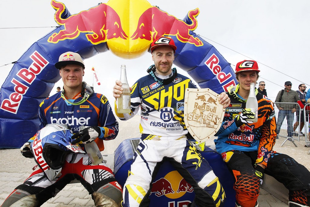 Graham Jarvis on top of the podium at the Sea to Sky Enduro