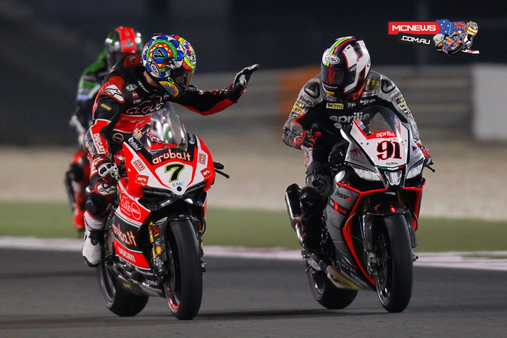 WorldSBK Qatar 2015 Chaz Davies and Leon Haslam