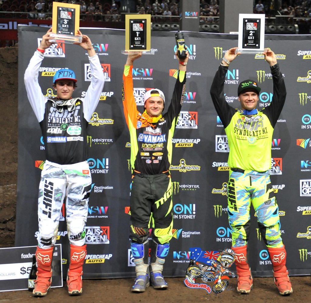 AUS-X Open podium (left to right: Lawson Bopping, Cooper Webb, Chad Reed)