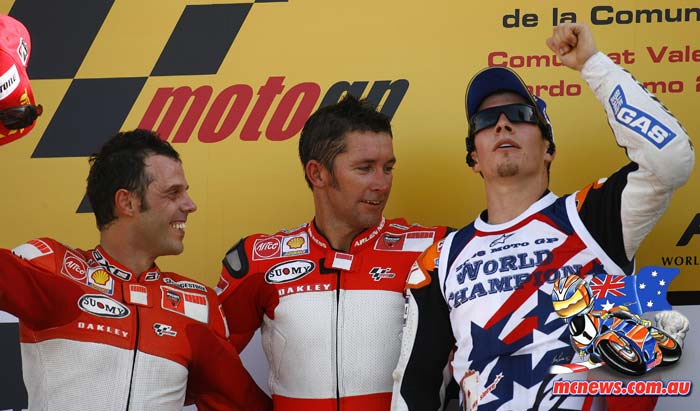 Troy Bayliss won the Valencia MotoGP final in 2006 but it was American Nicky Hayden that took the MotoGP World Championship ahead of Valentino Rossi