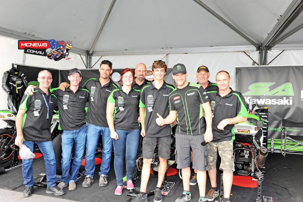 BCperformance SA Kawasaki squad with Tom Sykes at the Phillip Island World Superbike event earlier this year