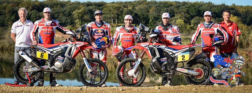 Team HRC Dakar 2016 - Paulo Gonçalves (Portugal), Joan Barreda (Spain), Michael Metge (France), Ricky Brabec (USA) and Paolo Ceci (Italy)