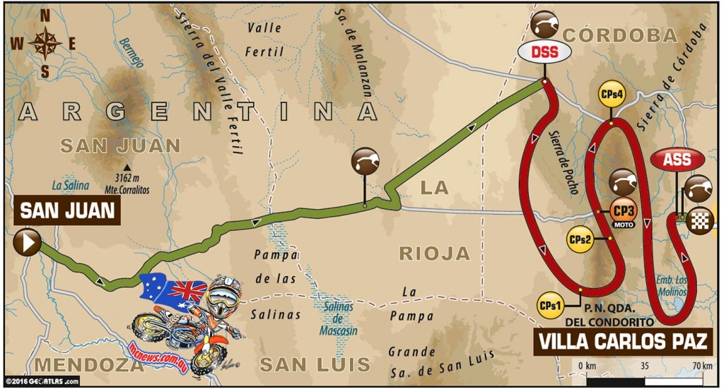 Tomorrow's Stage  - Dakar 2016 January 15. Stage 12 San Juan – Villa Carlos Paz - Special sections: 481km - Total: 931km