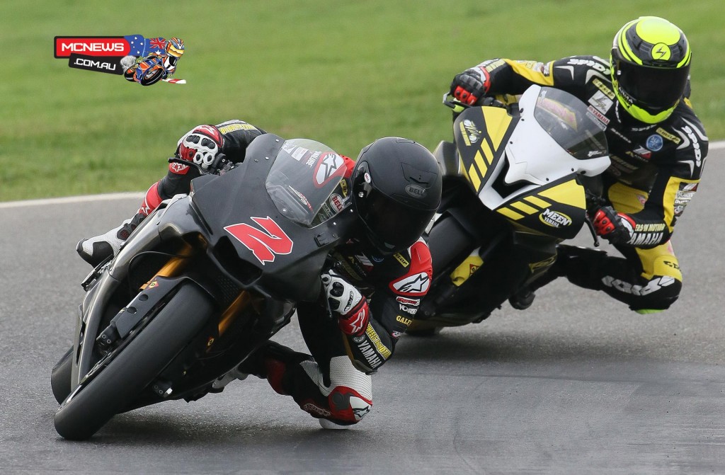Meen Motorsports' Josh Herrin (2) and Joe Roberts rode their Superstock 1000 and Supersport Yamahas at the test. Photo by Brian J. Nelson