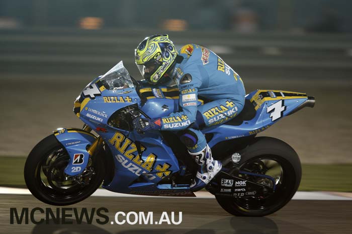 Chris Vermeulen at the first Qatar MotoGP night race back in 2008