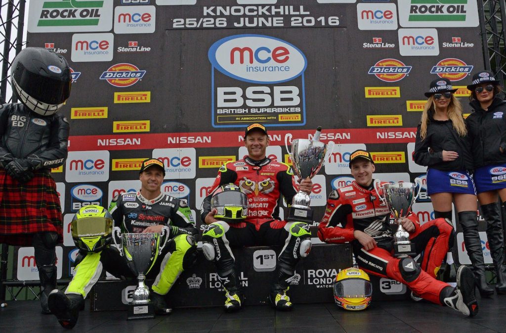 BSB 2016 - Round Four - Knockhill - Race Results - Superbike Race Two Podium