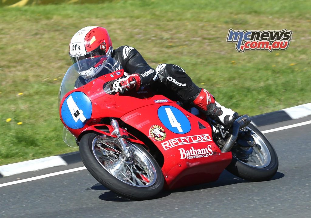 Michael Rutter took a well earned second place finish on the Ripley Land Racing Honda Drixton twin in the Okells Junior Classic TT Race
