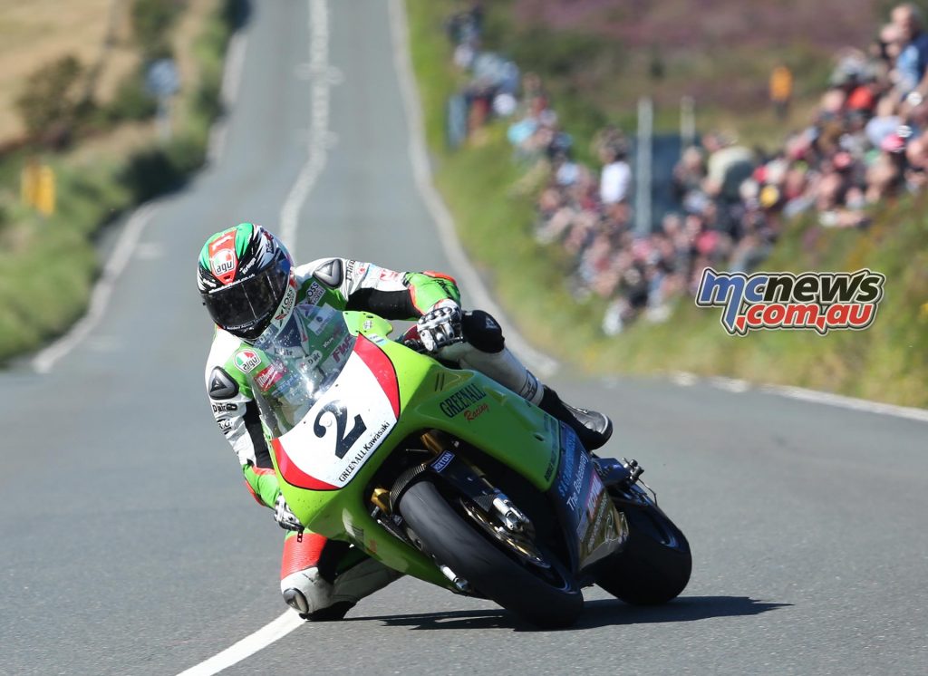 James Hillier on the Greenall Racing Kawasaki ZXR750 at the Creg-ny-baa during the Motorsport Merchandise Superbike Classic TT