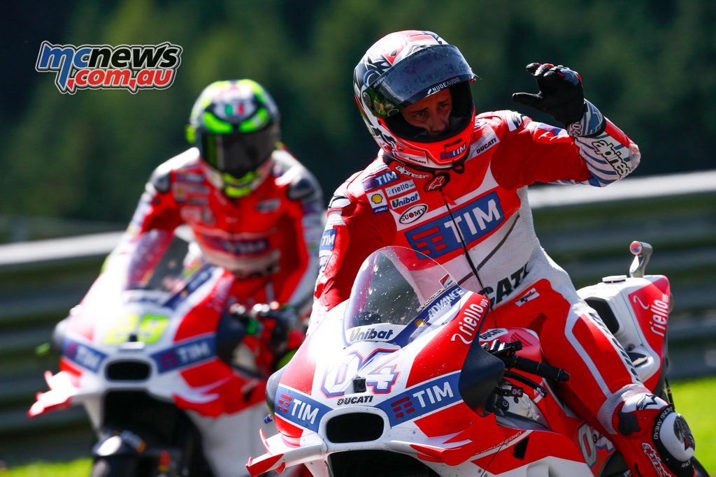 First MotoGP win for Andrea Iannone and first Ducati victory since 2010 Pos 1: Andrea Iannone, Pos 2: Andrea Dovizioso