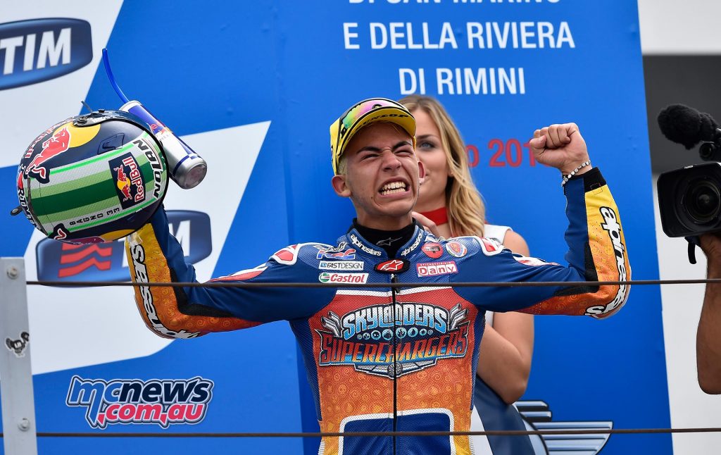 2015 - GRAND SLAM By winning the Grand Prix of San Marino and Riviera di Rimini with Enea Bastianini, Gresini Racing become the only team to have won at least one Grand Prix in all the three classes - Moto3, Moto2, MotoGP - in the new four-stroke MotoGP era. A real “grand slam” that no other team can boast.