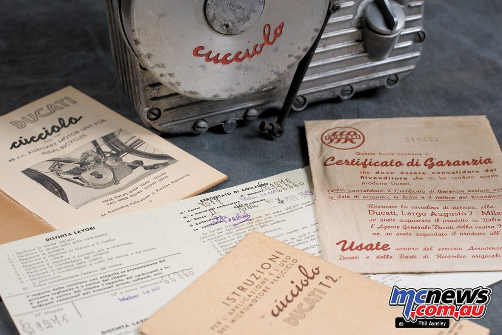 The original Cucciolo T2 paperwork.