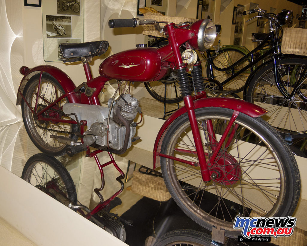 An unrestored 1949/1950 Ducati 60 Sport in the Morbideli Museum, Italy. Right side.