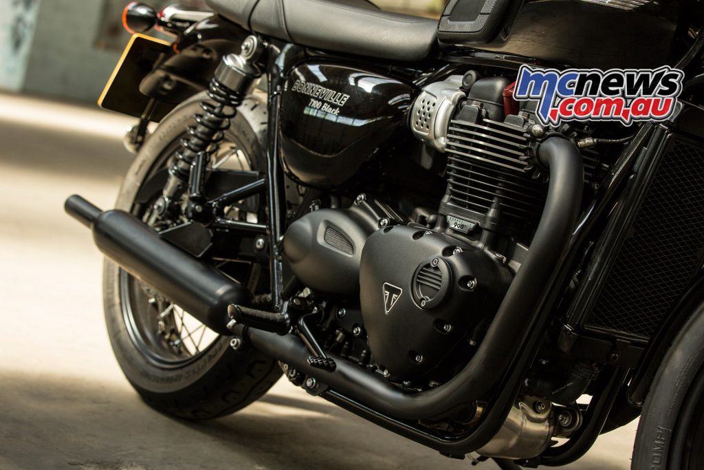 2017 Triumph Bonneville T100 Black, including blacked out engine and exhaust.