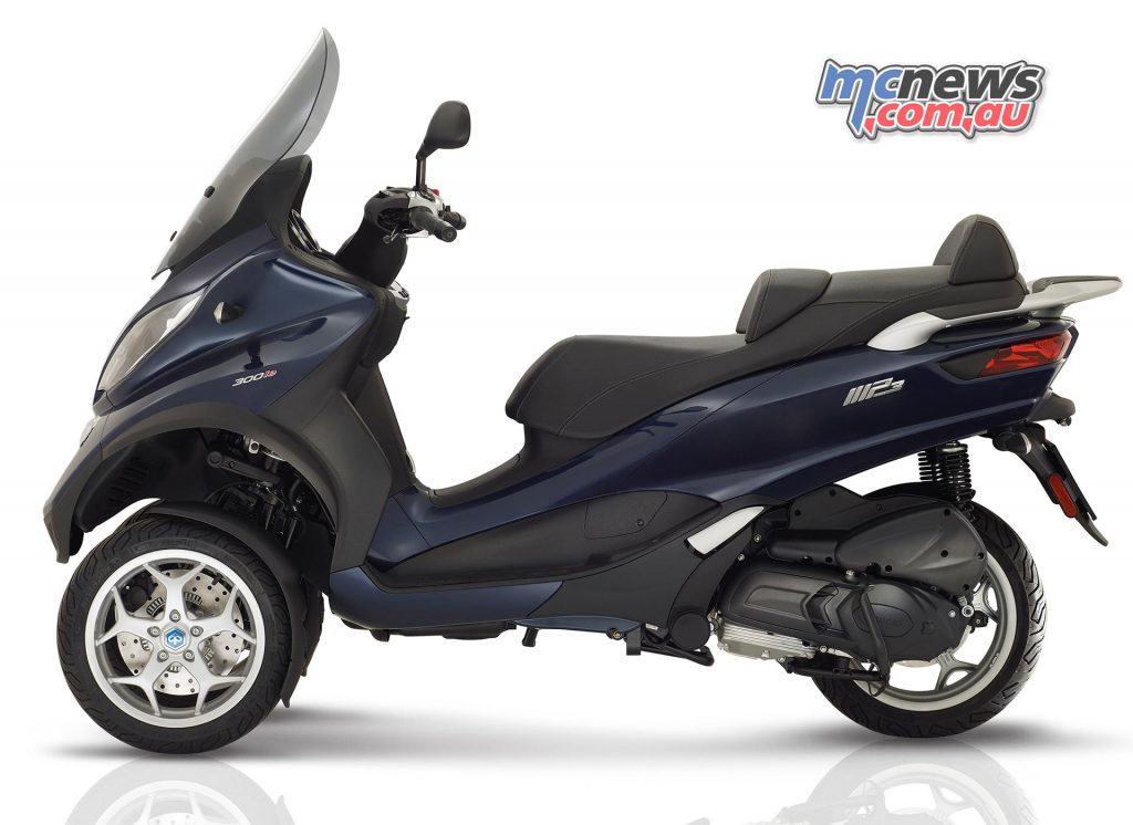 The 2017 Piaggio MP3 300 Business (pictured) and 500 Business are designed to provide a more elegant solution.