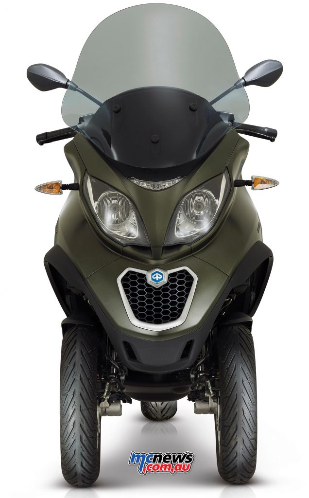 The Piaggio MP3 500 Sport offers a great compromise between a car and scooter, with great stability and safety.