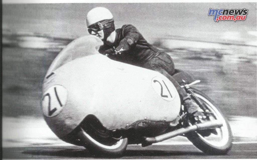 Keith Campbell, later Australia’s very first Motorcycle World Champion in 1957 on a works Guzzi, but was sadly killed the following year at Cadours in central Southern France. His nephew and namesake Keith Jnr. won the 350cc Post Classic and second in 500cc Classic Historic Championships at Simmons Plains Tasmania on November 19/20, 2016.
