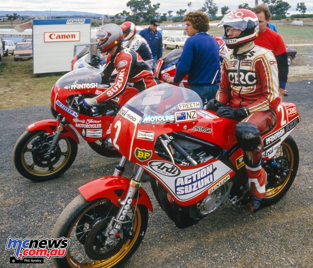 Bathurst 1984 - Roger Freeth (2) and team mate Norris Farrow (1) on their McIntosh Suzuki 1000s.