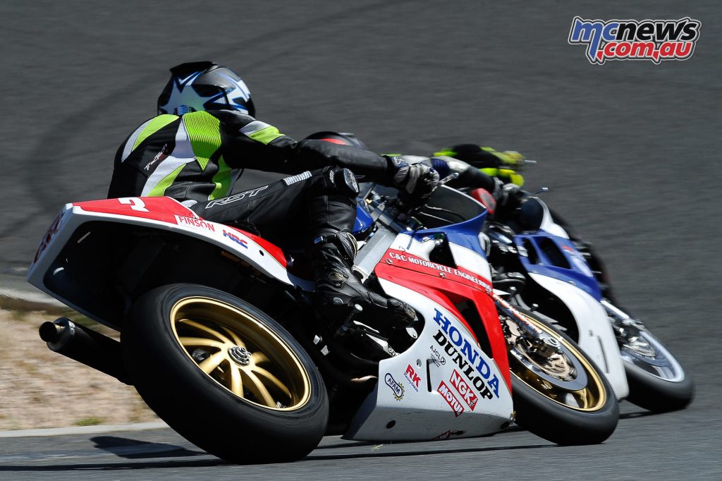 Australian Historic Road Racing Championships 2016 - Image by Colin Rosewarne - Mal Campbell (Honda RC30) and Ryan Taylor (Suzuki GSX-R750R)