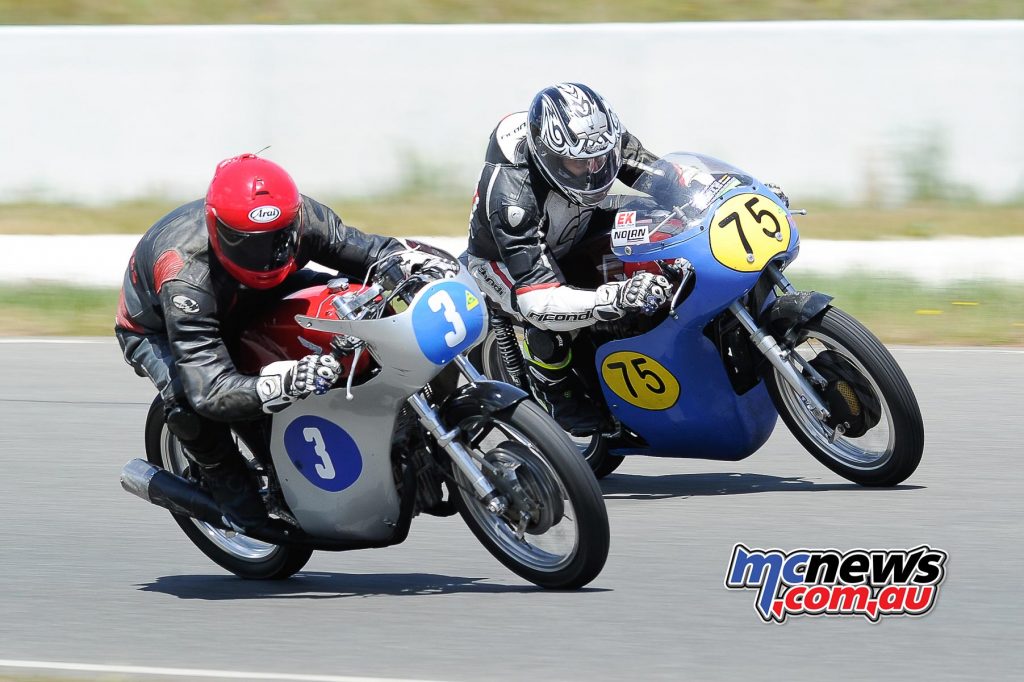 Australian Historic Road Racing Championships 2016 - Image by Colin Rosewarne - Keith Campell (Honda), Darren Trotter (Matchless Manx 600)