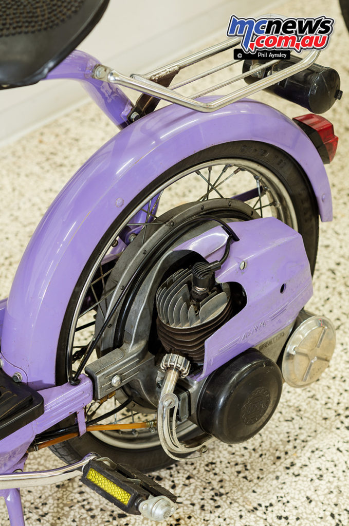 The Museum of Motorcycles and Mopeds DEMM - The Mini DEMM used a 45cc two-stroke incorporated into the rear wheel
