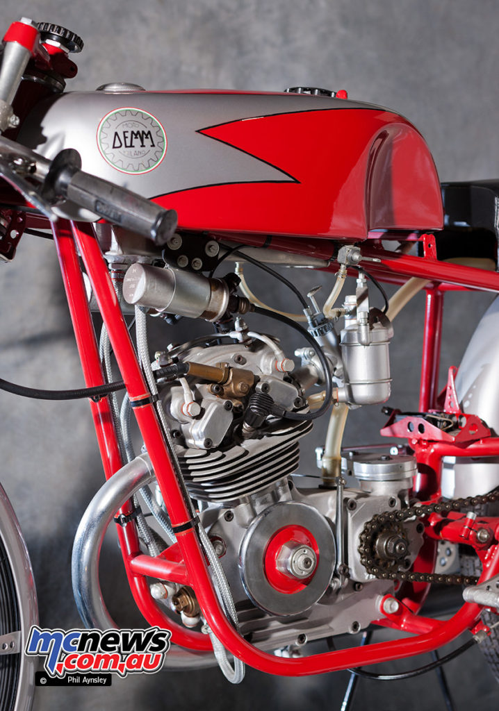 In 1961 DEMM won the Italian 50cc championship with a DOHC single, here's the bike in the Morbidelli Museo. The DEMM Museum doesn't have an example of this model.