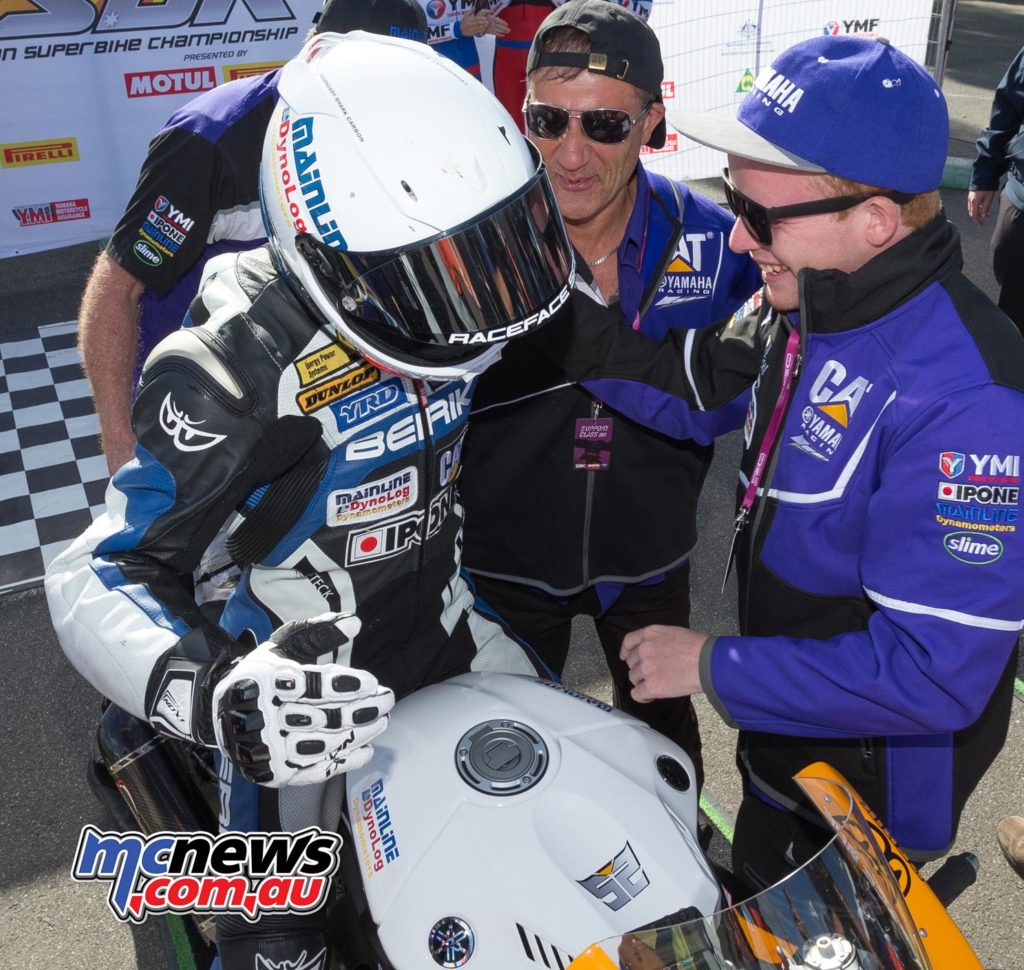 Daniel Falzon and team celebrate race one victory