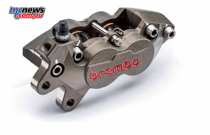 Brembo two-piece caliper, with axial mount design