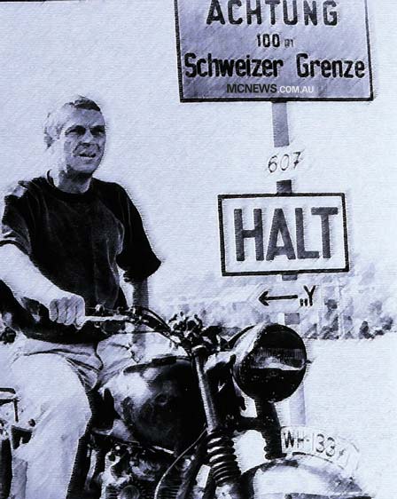 Steve McQueen on one of his many Triumph motorcycles