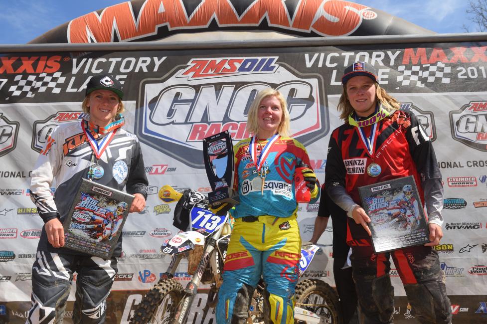 Overall Podium: (2) Becca Sheets, (1) Tayla Jones, (3) MacKenzi Tricker - Image: Ken Hill/http://gnccracing.com