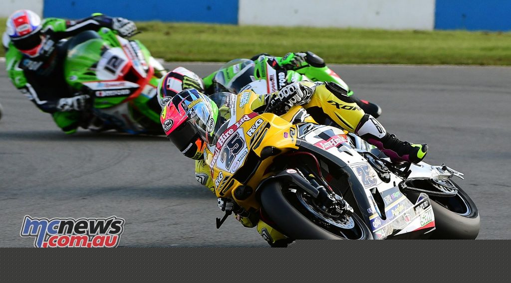 Josh Brookes leads BSB Race Two at Donington - Image by Jon Jessop