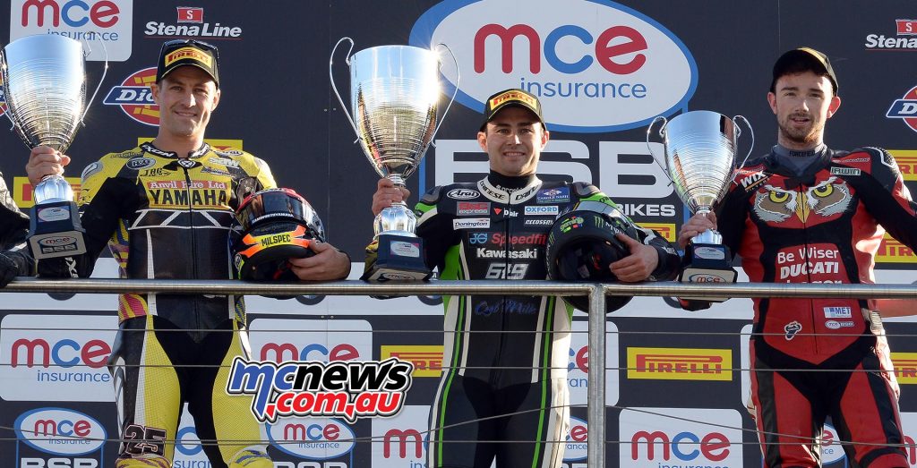 Donington BSB 2017 - Donington Race Two Podium - Leon Haslam 1st - Josh Brookes 2nd - Glenn Irwin 3rd