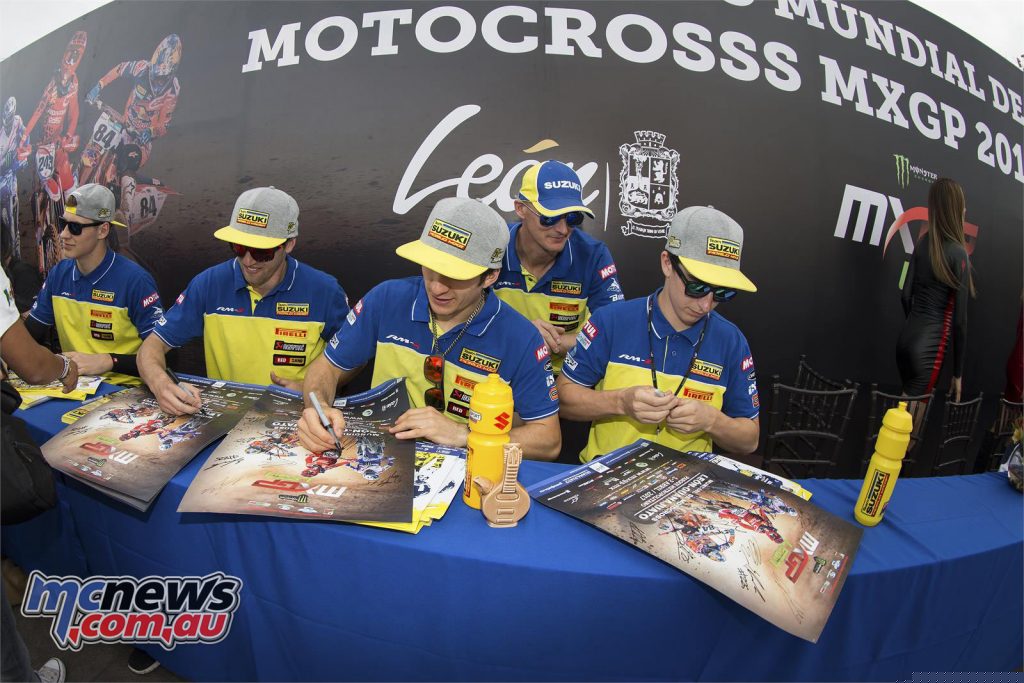 Seewer and Lawrence signing autographs at the MXGP of Leon, Mexico