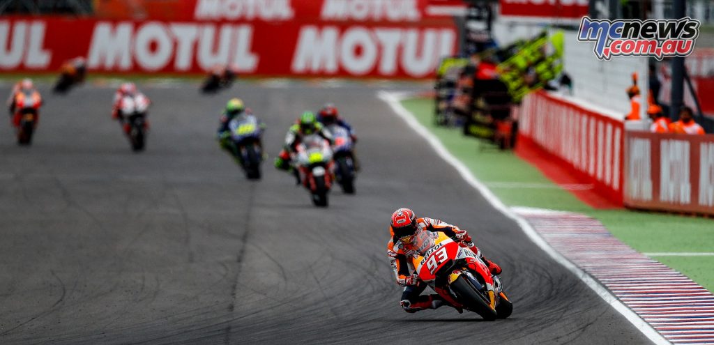 Marc Marquez crashed out with a two-second lead