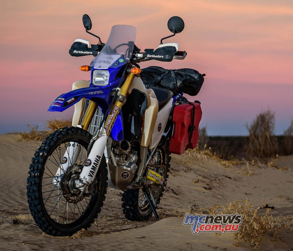 Yamaha WR250R with adventure accessories pictured in the Simpson Desert - Image by Danny Wilkinson