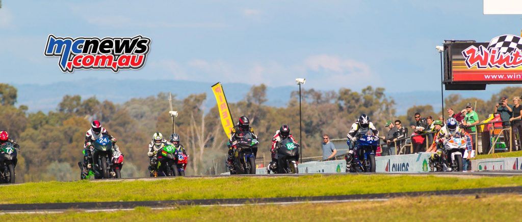 VRRC 2017 - Round Two- Winton - 300cc 400cc Production - Jack Mahafy, Boyd Hocking, Ryan Taylor, Luke Sanders, Justin Kaiser, Liam Willoughby, Colin Bone, Grace Poutch - Image by Cameron White