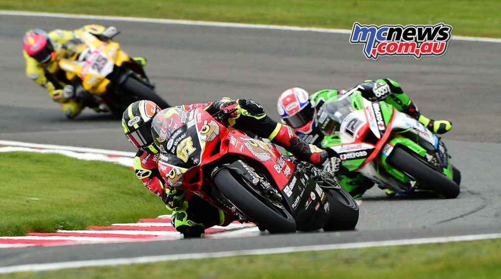 Shane Byrne leads Luke Mossey and Josh Brookes at Oulton Park