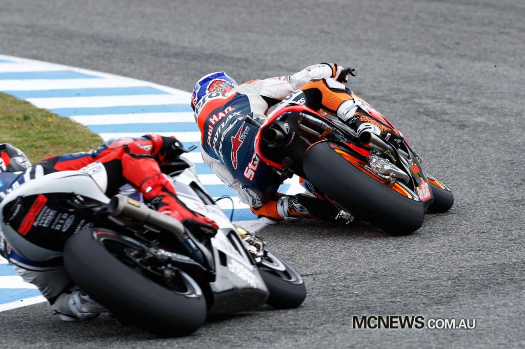 Jorge Lorenzo chases Casey Stoner at Jerez in 2012