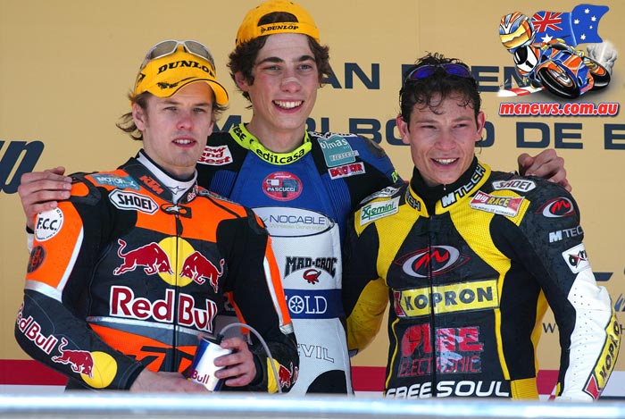 The 125cc podium at Jerez in 2005 saw Marco Simoncelli take the top step after victory at the Spanish circuit