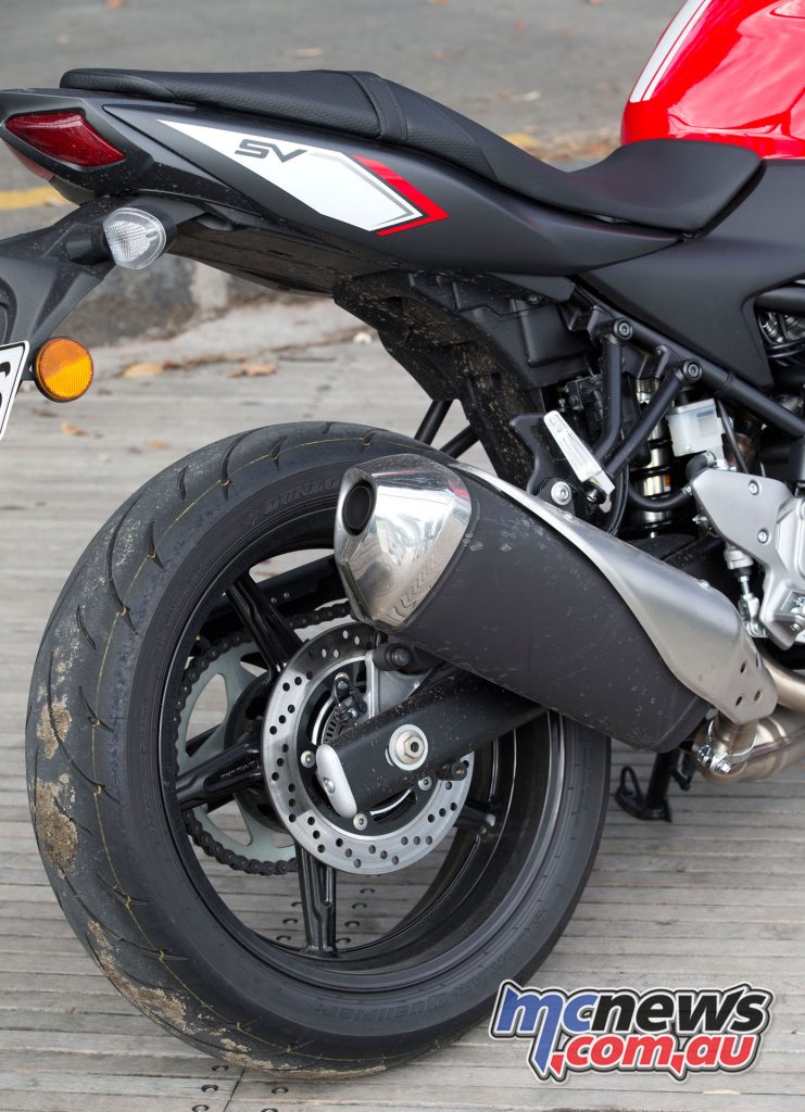 The exhaust and airbox combine to give the bike a little more bark than you might expect which is welcome as a rider