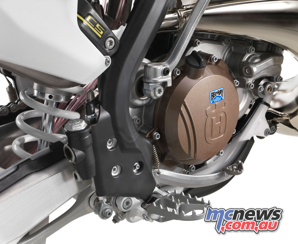The footpeg mount on the TE 300
